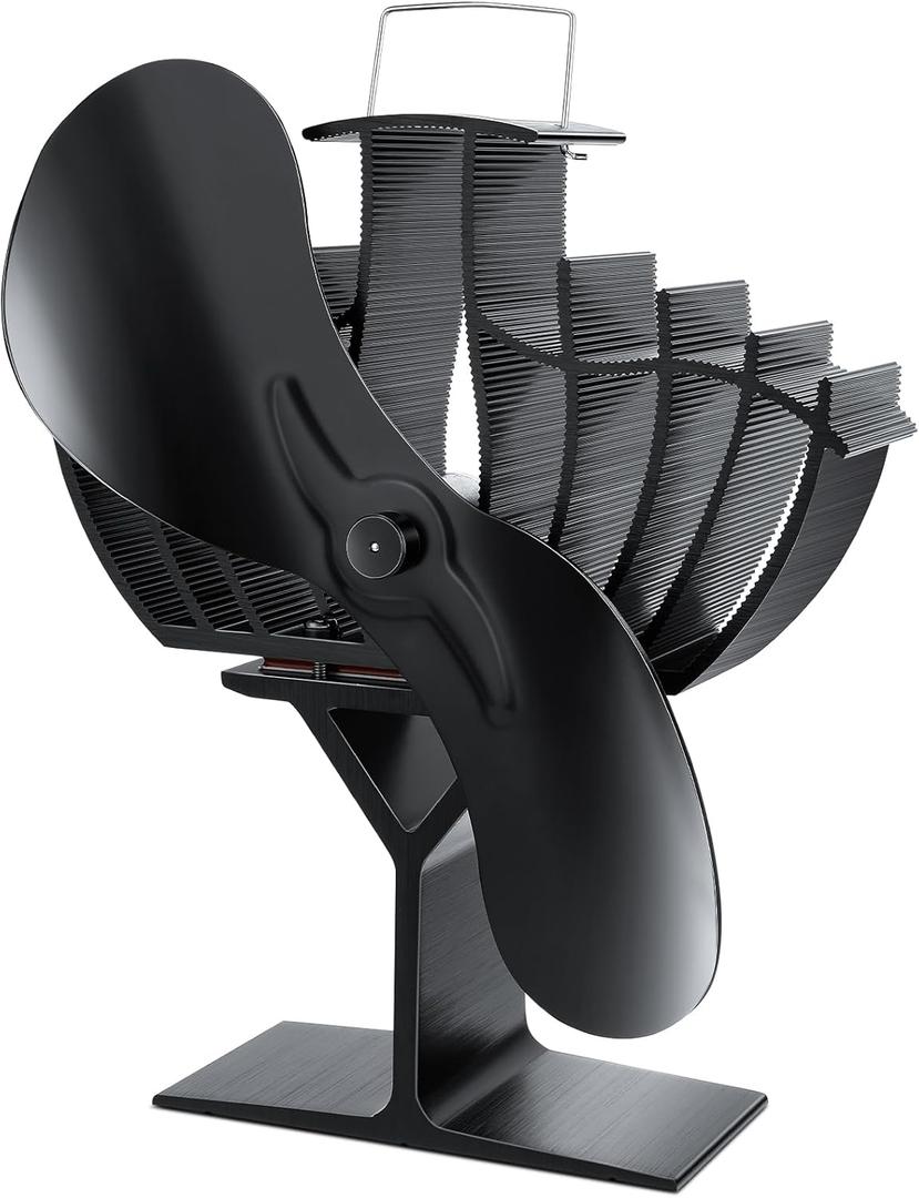 Upgraded Wood Stove Fan High Airflow, Large-Sized Heat Powered Stove Fan Non Electric Fireplace Fan, Stove Accessories, for Wood/Gas/Log Burner Stove/Fireplace