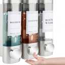 Shampoo and Conditioner Dispenser, Shower Soap Dispenser Wall Mounted 3 Chamber 300ml, Refillable Hand Soap Dispensers, Body Wash Dispenser for Bathroom, Kitchen, Hotel, Home 5 Colors, (Silver)