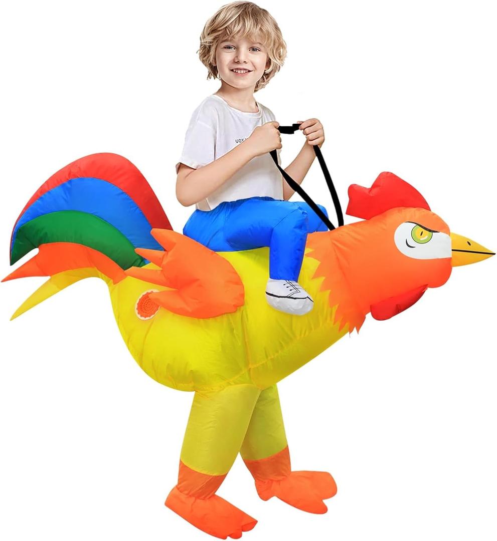 Stegosaurus Inflatable Chicken Costume Kids Halloween Blow Up Costumes Ride On Rooster Costume Funny Costumes for Boys Girls Cosplay Party
