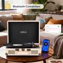 Portable Bluetooth Record Player with USB Playback Rechargeable Battery and Built in Speakers 3 Speed Turntable in Retro Suitcase Design for Home Bedroom or Outdoor Use