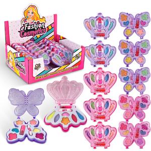 Kids Makeup Kit for Girls Real Washable Play Cosmetic Set Palette Case, Non-Toxic Pretend Makeup Toys, Perfect Party Favors & Gifts (Palette (12 Pack)), Child-size