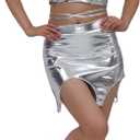 Women's Sexy Metallic Short Skirt High Waist Shiny Holographic Bodycon Night Party Mini Skirt (Medium)