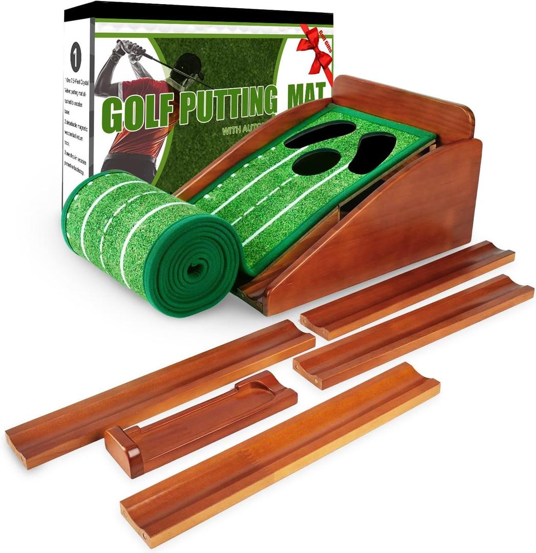 Putting Green Indoor,Golf Putting mat with Auto Ball Return Premium Golf Putting Mat for Home, Office, or Outdoors Golf Gift for Men & Women, Practice Anywhere