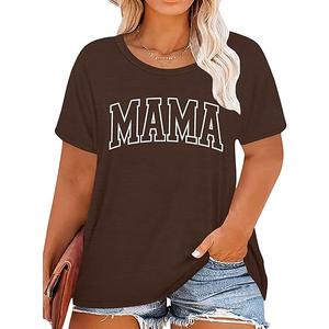 Plus Size Mama Shirt: Women Mama Leopard Print T-Shirt Funny Mom Life Top Mother Short Sleeve Tee, XLarge Plus