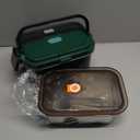 Eocolz Electric Lunch Box Food Heater 100W, Food Warmer with Dual Container 1.8L Portable Heated Lunch Box for Car Truck Work Stainless Steel Fork & Spoon 12/24/110V for Adults Lonchera Elctrica (Green)