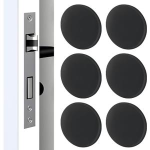 Hordion Door Stopper Wall Protector, Silicone Door Knob Guard Wall Shield, Round Self-Adhesive Door Handle Bumper Silencer for Home Office School 6 Pack, Black