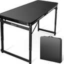 Folding Camping Table 4Ft X 2Ft, Aluminum Portable Adjustable Fold Table
3-Position Adjustable Height, Lightweight Carry Handle, Medium Collapsible Camp Table for Picnic, Beach and Outdoor Cooking
