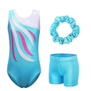 BAOHULU Gymnastics Leotards for Girls Dance Unitards Matching Shorts Set Sleeveless Dancewear 6A