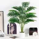 Der Rose 28'' Artificial Palm Tree Tall Fake Tropical Faux Trees Indoor and Outdoor for Home Bathroom Porch Outside Patio Decor (White Pot)
