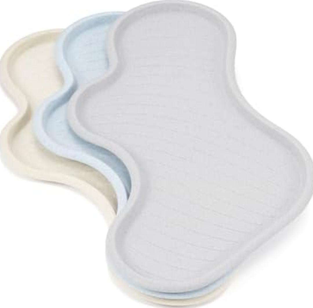 Li&Zhao Plastic Serving Trays - 3 PCS Restaurant Lunch Tray Large Plastic Cafeteria Trays for Serving Food for Party, Picnic, Holidays(3 Colors)