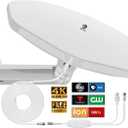 Outdoor TV Antenna 360 Omni-Directional Reception 120+ Miles Long Range Enhanced VHF and UHF 4K HDTV Antenna for Added Stability, Digital Antenna for Camper/Attic/RV - 33FT RG6 Coax Cable (TV084-2)