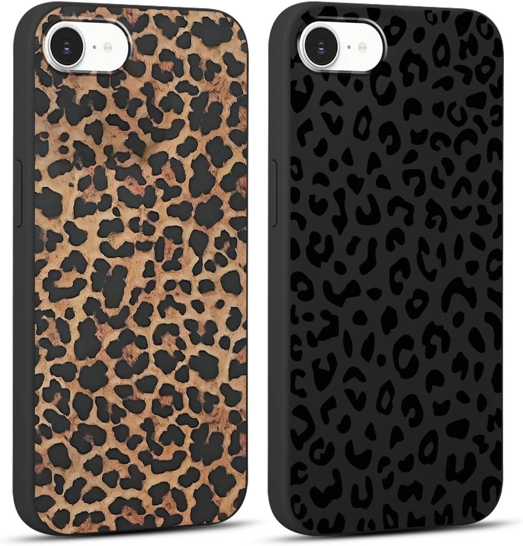 2 Pack for iPhone 16E 6.1'' Cheetah Print Cases, Cute Luxury Leopard Print Pattern Design Cases for Women Men Girls, Fashion Retro Shockproof Anti Scratch Protection Silicone Soft TPU Cover