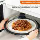 OEC Vented Splatter Guard Microwave Glass Cover for Food with Easy-Grip Handle, 12.5 inch (Inner Diameter 11.8), Food Grade Tempered Glass, BPA Free Silicone Rim with Steam Vent - Dishwasher Safe