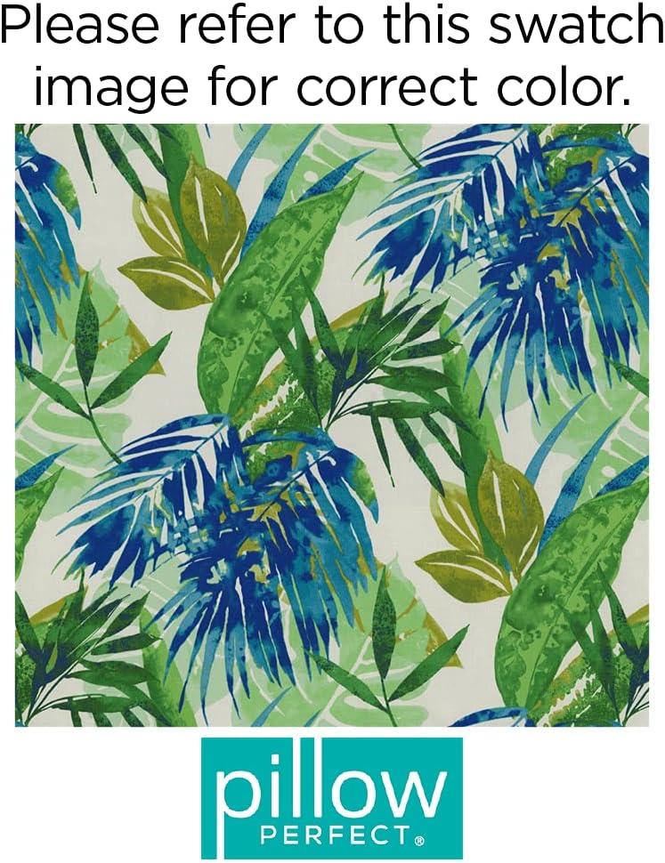 Pillow Perfect Tropic Floral Indoor/Outdoor Accent Throw Pillow, Plush Fill, Weather, and Fade Resistant, Lumbar - 11.5" x 18.5" , Blue/Green Soleil, 2 Count