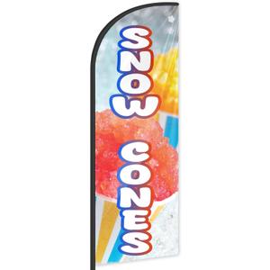 Snow Cones Feather Flag for Business Advertising 6 FT Swooper Flag for Storefronts Retailers Shops Food Trucks Events and Fairs (Flagpole Not Included)