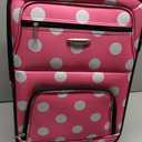 Rockland Fashion Softside 2 Piece Luggage Set, Expandable, (14" Tote/19" Upright), Pink Dot