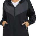 NINGMI Women's Raincoats Rain Jacket Lightweight Waterproof Windproof Hood with Pocket for Outdoor Hiking Travel Windbreaker (Black, XXXL)