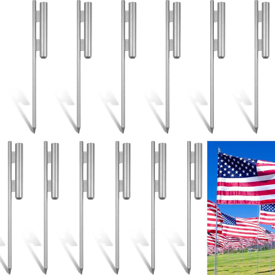 Shimeyao 3 Pcs 23 Inch Flag Spike Heavy Duty Feather Flag Ground Spike Pole Ground Stake for Swooper Metal Stakes for Garden Lawn Base
