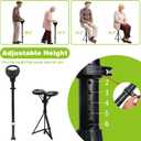 ALEVMOOM Folding Walking Cane with seat for Men & Women,2-in-1 Adjustable Portable Cane Chair,Walking Stick with Seat for Seniors & Adults,Crutches Stool with Carry Bag for Hiking Traveling