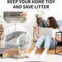 Prodigen Extra Large Stainless Steel Cat Litter Box with Lid High Wall Sides Enclosure, Non-Sticky, Anti-Leakage, Easy Cleaning with Cat Mat & Metal Scoop, 24" L x 16" W x 12" H, 2 Pack