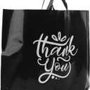 Large Thank You Bags with Handles | 60pcs Black Plastic Shopping Bags for Small Business | 19.5"x15" Merchandise Retail Boutique Bags for Customers