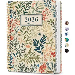 2026 Planner, Weekly and Monthly Planner for Women, January 2026 - December 2026, Hardcover 2026 Calendar Planner Book with Tabs, Inner Pocket, Spiral Bound, Perfect for Office Home School Supplies - A5 (6.3" x 8.5"), Herbs