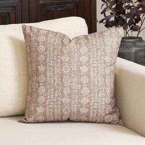 Amor Virisso Vintage Floral Throw Pillow Covers 20x20 Striped Farmhouse Block Print Pillow Cover Boho Neutral Decorative Pillows for Living Room Bed, Light Camel