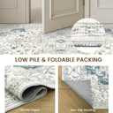 Area Rugs for Living Room - 4x6, Boho Non-Slip Low Pile Carpet Washable Rugs for Bedroom,Office, Dining Room (BeigeBlue)