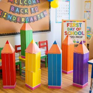 18 Pcs Large Back to School Decorations 26.37" Pencil Crayons Boxes First Day of School Party Favors for Classroom Photo Booth Props for Preschool Kindergarten(Colored Pencils)