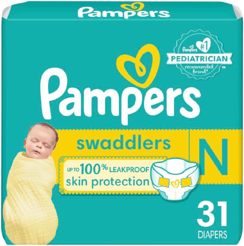 Pampers Baby Diapers - Swaddlers - Size 0, 31 Count, Ultra Absorbent Disposable Newborn Diaper