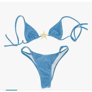 SOLY HUX Women's Sexy Halter Triangle Bikini Set Tie String Swimsuit High Cut Thong Two Piece Bathing Suit, Size S