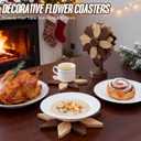 Sunflower Kitchen Decor, 5 Wooden Trivets for Hot Dishes with Tree Stand, Flower Coasters, Farmhouse Hostess Gift, Functional Sunflower Decor for Countertop & Table(Walnut & Beech Wood)