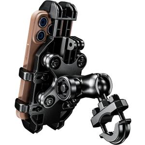 Kewig Motorcycle Phone Mount with Vibration Dampener, Anti-Shake Cellphone Cradle with Metal Handlebar Mounting Base Bike Phone Holder for Motorcycle Scooter ATV Fit 5.4-6.9" Phone