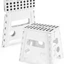 Dyforce Non-Slip Folding Step Stool - 11 inch Height Heavy Duty Foldable Stool for Adults Kids, Plastic Step Stool Camping Stepping Stool - White
