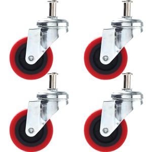 4 Pack Heavy-Duty 2.5" Swivel Caster Wheel Creeper Service Cart Stool Post Mount (Red)