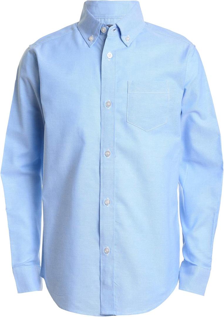 IZOD Boys' Long Sleeve Solid Button-Down Collared Oxford Shirt with Chest Pocket (14)