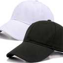 2 Pack Cotton Plain Baseball Caps for Men Women, Adjustable Soft Blank Hat, Gift for Dad Mom Husband Wife (Black+white)