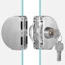 Stainless Steel Glass Door Lock, Double-Sided Lock for 1/2 in Glass or Sliding Doors, Includes 3 Keys, Brushed Surface