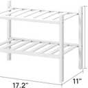 viewcare White Small Shoe Rack for Entryway,2-Tier Bamboo Shoe Organizer for Hallway Closet, Free Standing Shoe Racks for Indoor Outdoor, 2-Tier_Samll