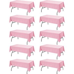 10-Pack Pink Tablecloths for Rectangle Tables, 60 x 102 Inches, Stain-Resistant Polyester Fabric for 6 Foot Tables - Washable Table Covers for Weddings, Banquets, Birthday Parties, Events