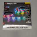 Monster 13.1ft Color Flow Multi-Color LED Light Strip, Indoor, Fun Flash Mode, Remote Control, Dimmable, Self Adhesive, Timer, 120 RGB+IC LEDs, USB Powered, Multi-White, Sound Reactive