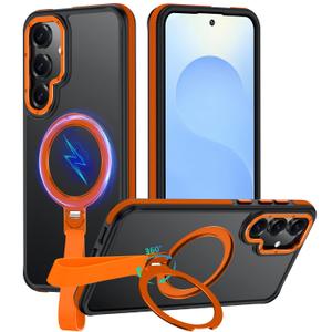 Mondelete for Samsung Galaxy S25 Plus Case with 360Spin Magnetic Stand-Finger Strap, [Fit for MagSafe] [Mil-Grade Protection], Non-Slip Shockproof Ring Holder Matte S25+ Plus Phone Case (Orange)