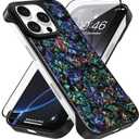 AIGOMARA Slim Frameless for iPhone 16 Pro Max Case with Screen Protector, Luxury Opalescent Pearl Minimalist Borderless Phone Case for Women Girls, Ultra-Thin Hard Shockproof Case Cover, Abalone