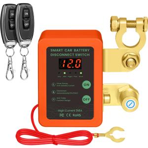 Smart Battery Disconnect Switch with LED Indicator - 12V 240A Remote Control Kill Switch, Anti-Theft Protection & Prevents Battery Drain, for Cars Trucks RVs Marine Vehicles (orange)