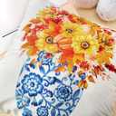 Set of 6 Fall Pumpkin Pillow Covers 18x18 Chinoiserie Pumpkin Pillow Cases Blue and Orange Grandmillennial Autumn Decorations for Couch Sofa Bed Harvest Thanksgiving Outdoor