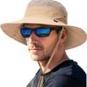FURTALK Sun Hats for Men Women Fishing Hat UPF 80+ Breathable Wide Brim Hiking Summer UV Protection Bucket Hats (Khaki)
