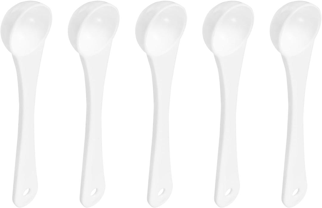 Uxcell 10Pcs Teaspoon Micro Scoops 0.5g Mini Powder Scoops Mini Measuring Spoons for Measuring Cosmetics Powders Coffee, White