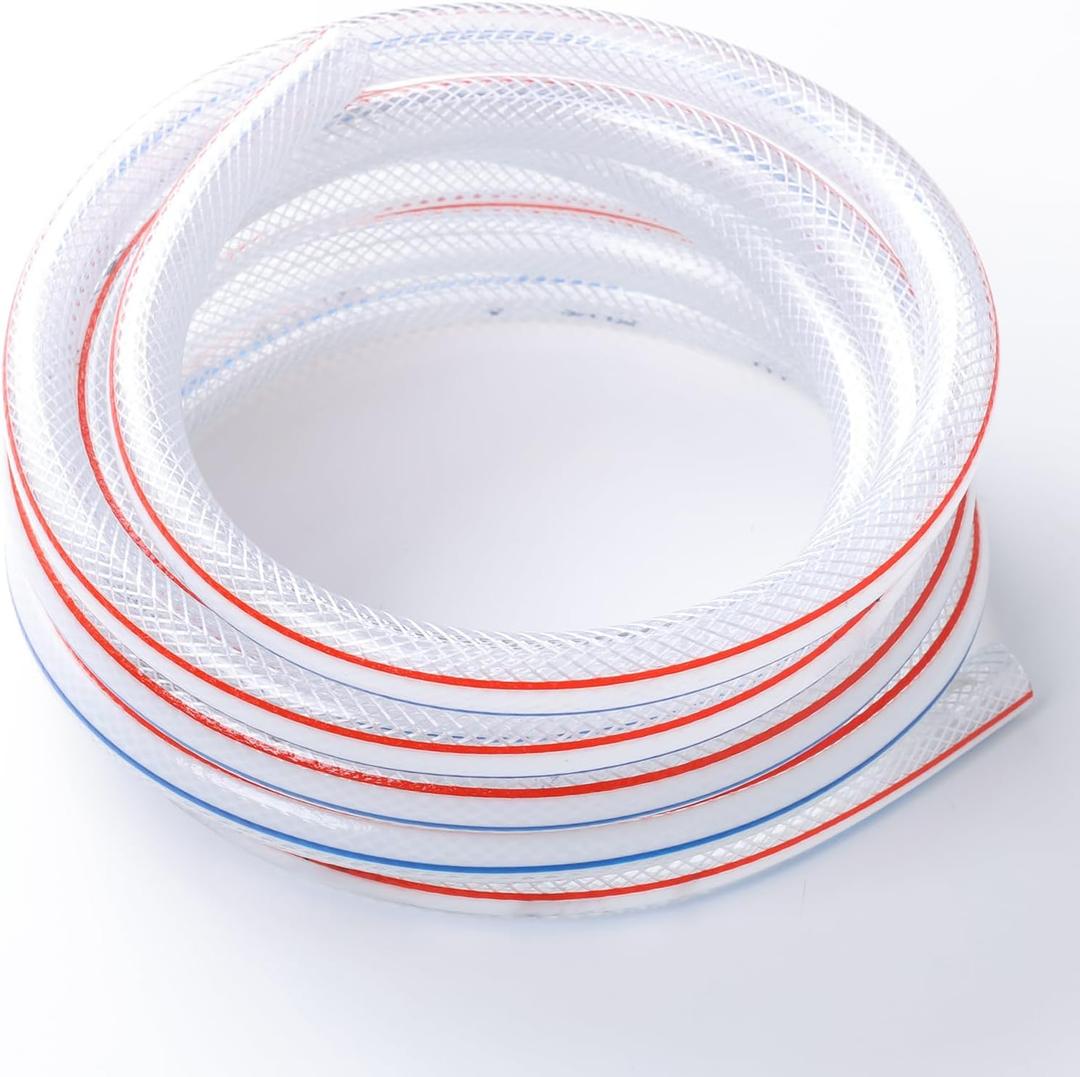 Eoiips 1-1/2 ID PVC Braided Clear Flexible Vinyl Tubing, 1-1/2" ID x 1-13/16" OD Heavy Duty Reinforced Vinyl Hose Tube for Water, Oil & Liquid Transfer, 5FT