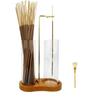 2 in 1 Glass Incense Holder for Sticks, Incense Burner with Ash Catcher, Hanging Incense Holders with Glass Ash Catcher for Meditation, Yoga, Spa, Home Decor, Room