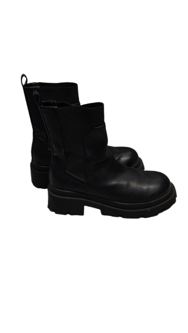 Women's Ankle Boots Platform Zipper Punk Motorcycle Booties Chunky Block Mid Heel Round Toe Fashion Work Combat Boots Size 6.5